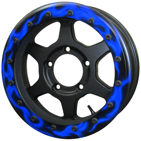 JMX16 Beadlock : Matte Black & Blue Flare (Street Ring)